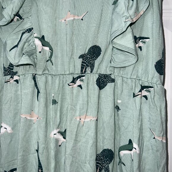 NWT Kyte Baby Bubble Romper Sage Shark Print Size 4T - Picture 2 of 6